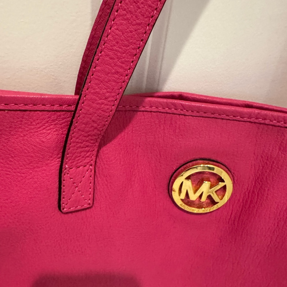 Michael Kors Fuchsia Tote with Gold Accents